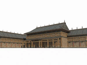 Barak bangunan kuno Asia Timur Model 3D