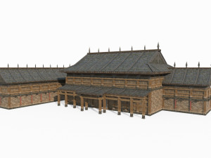 East Asian ancient building barracks 3D Model