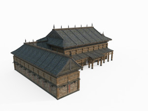 East Asian ancient building barracks 3D Model