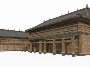 East Asian ancient building barracks 3D Model