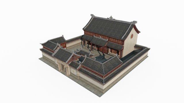 East Asian ancient architecture luxury courtyard 3D मॉडल .c4d .max .obj .3ds .fbx .stl .blend 