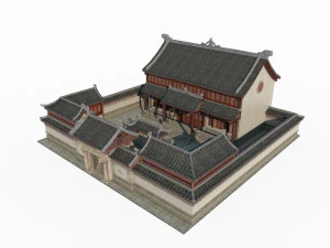 Halaman mewah arsitektur kuno Asia Timur Model 3D