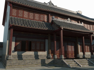 East Asian ancient architecture luxury courtyard 3D मॉडल
