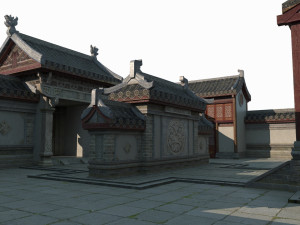 East Asian ancient architecture luxury courtyard 3D मॉडल