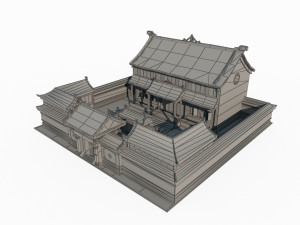 East Asian ancient architecture luxury courtyard 3D मॉडल