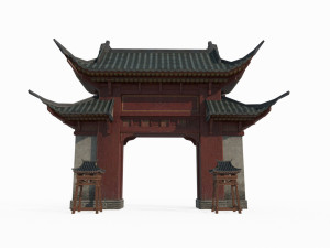 East Asian ancient building gate 3D Model