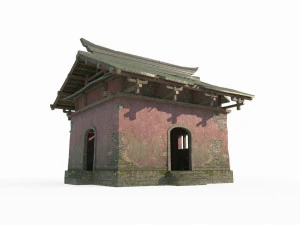 建筑破旧的亚洲古代寺庙 3D 模型