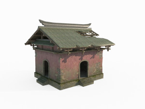 Ancient Asian temples with dilapidated architecture Modèle 3D