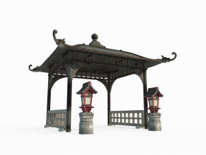 Asian ancient architectural art pavilion 3D-Modell
