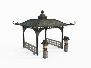 Asian ancient architectural art pavilion 3D Model