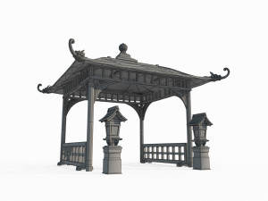 Asian ancient architectural art pavilion 3D Model