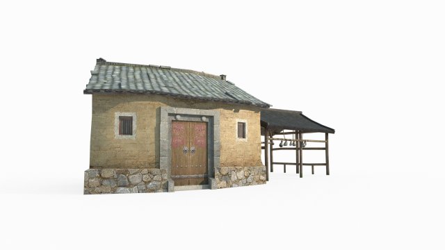Small rural houses built in ancient Asia 3D Model .c4d .max .obj .3ds .fbx .stl .blend 