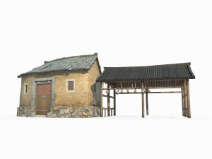 Small rural houses built in ancient Asia 3D Model