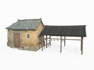 Small rural houses built in ancient Asia 3D Model