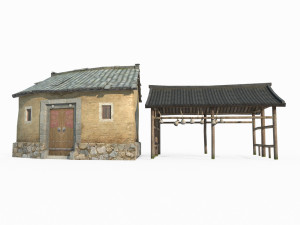 Small rural houses built in ancient Asia 3D Model