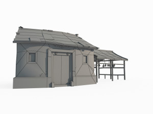 Small rural houses built in ancient Asia 3D Model