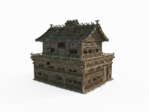East Asian ancient architecture Tavern 3D Model