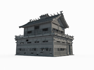East Asian ancient architecture Tavern 3D Model