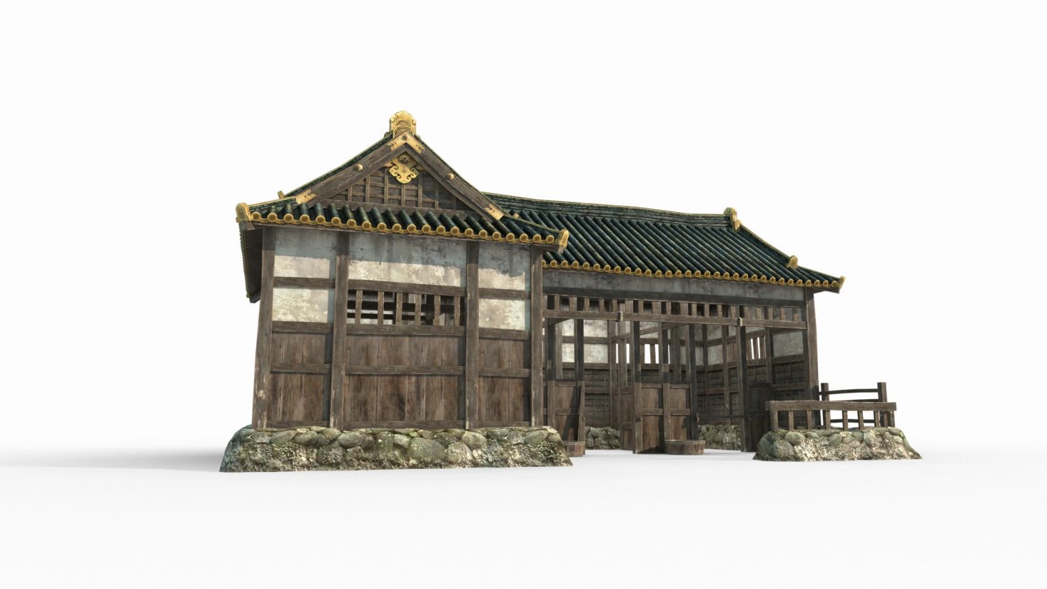 East Asian ancient architecture stables 3D Model .c4d .max .obj .3ds .fbx .stl .blend 