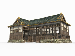 East Asian ancient architecture stables Model 3D