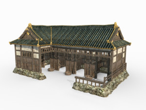 East Asian ancient architecture stables Model 3D