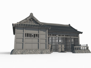 East Asian ancient architecture stables Model 3D