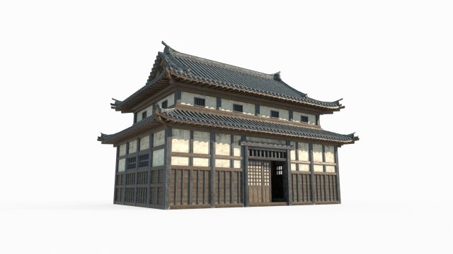 East Asian Ancient Architecture Store 3D Model .c4d .max .obj .3ds .fbx .stl .blend 