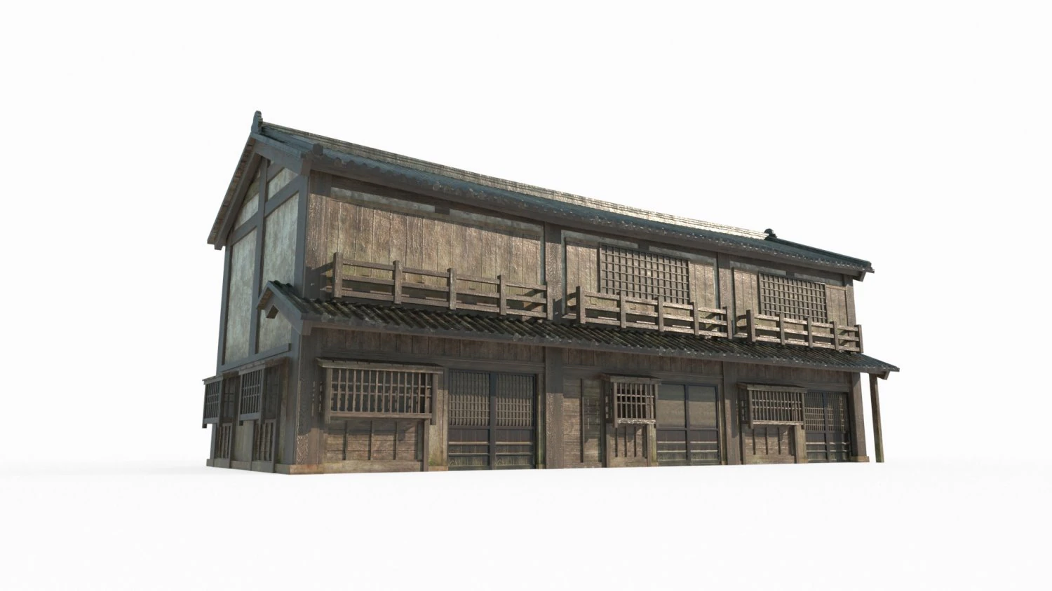 East Asian Ancient Architecture Hotel 3D Model .c4d .max .obj .3ds .fbx .stl .blend