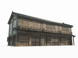 Hotel Arsitektur Kuno Asia Timur Model 3D