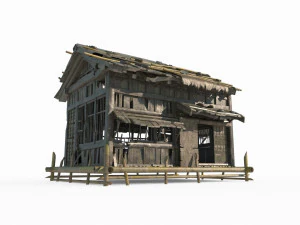 Case di legno di architettura antica dell'Asia orientale Modello 3D