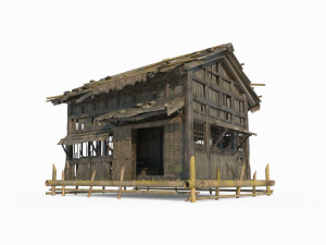 East Asian ancient architecture wooden houses 3D Model