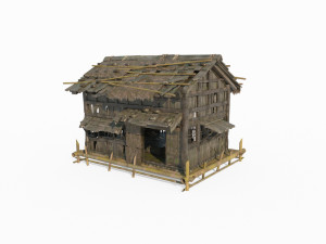 East Asian ancient architecture wooden houses 3D Model
