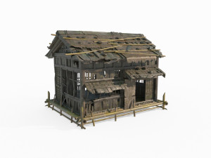 East Asian ancient architecture wooden houses 3D Model