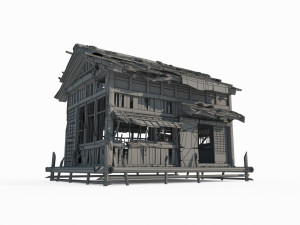 East Asian ancient architecture wooden houses 3D Model