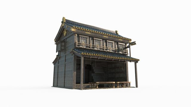 East Asian Ancient Architecture City Store Model 3D .c4d .max .obj .3ds .fbx .stl .blend 