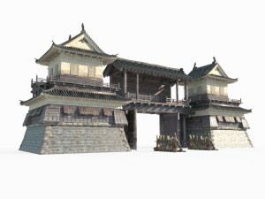 Military checkpoint of ancient architecture in East Asia Modelo 3D