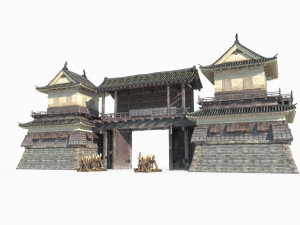 Military checkpoint of ancient architecture in East Asia Modelo 3D