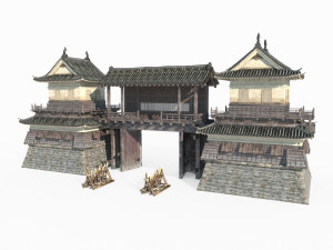 Military checkpoint of ancient architecture in East Asia Modelo 3D
