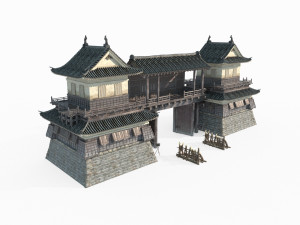 Military checkpoint of ancient architecture in East Asia Modelo 3D
