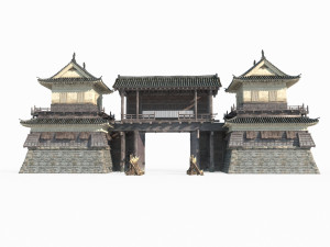 Military checkpoint of ancient architecture in East Asia Modelo 3D