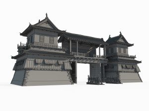 Military checkpoint of ancient architecture in East Asia Modelo 3D