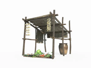 Ancient humble roadside vegetable stalls 3D Model