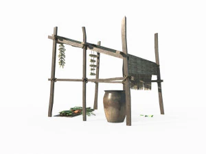 Ancient humble roadside vegetable stalls 3D Model