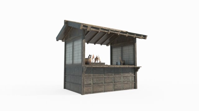 Ancient wooden snack bar Modelo 3D .c4d .max .obj .3ds .fbx .stl .blend