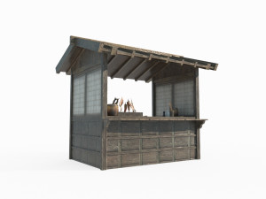 Ancient wooden snack bar Modelo 3D