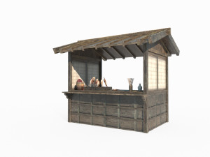 Ancient wooden snack bar Modelo 3D