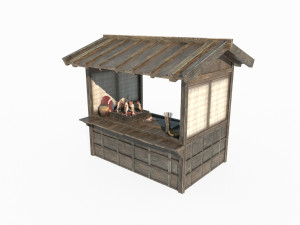 Ancient wooden snack bar Modelo 3D
