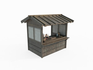 Ancient wooden snack bar Modelo 3D