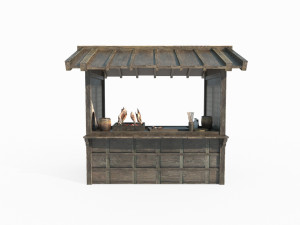 Ancient wooden snack bar Modelo 3D