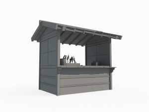 Ancient wooden snack bar Modelo 3D